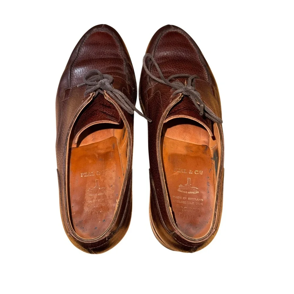 Peal & Co Brooks Brothers Dress Shoes Mens 9D Pre-Owned Derby Brown Pebble Grain